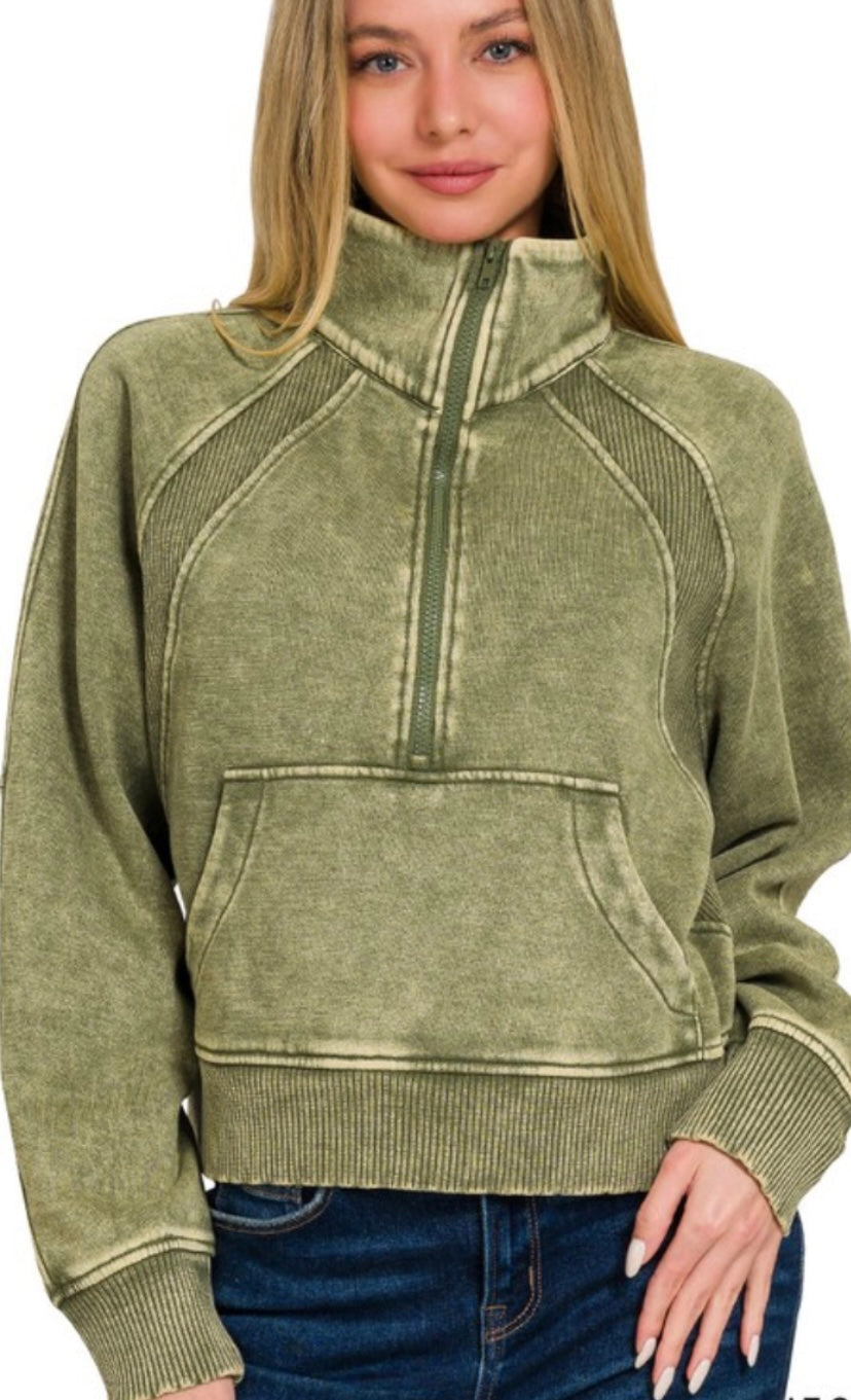 Olive Quarter Zip