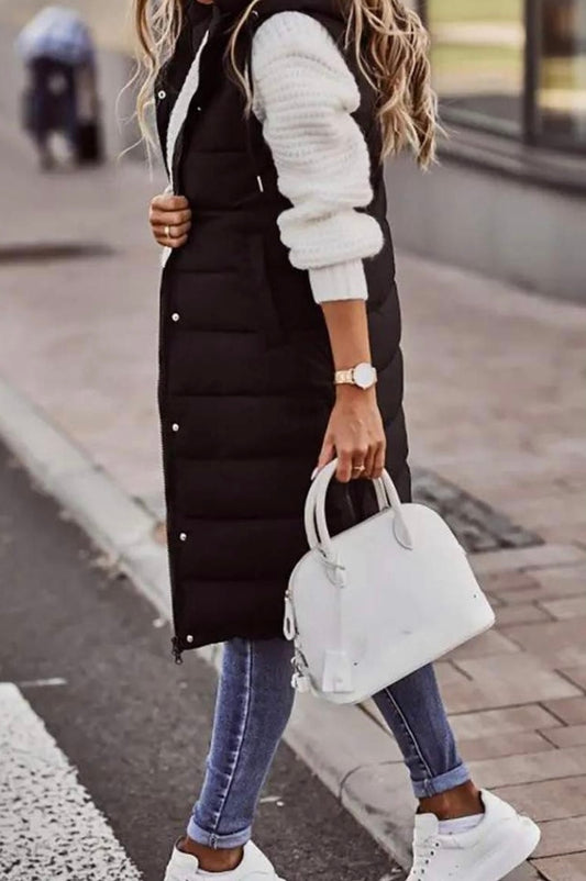 Black Long Puffer Vest